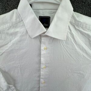 David Donahue Long Sleeve Button Up Shirt Men Cotton Size 16.5 34/35 White